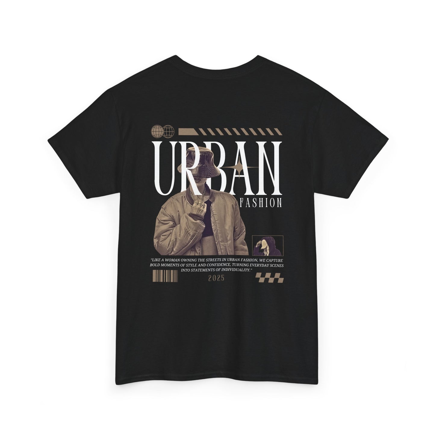FIBRIO Urban Vibes T-Shirt Back View in Black with Urban Graphic Print – Unisex Tee