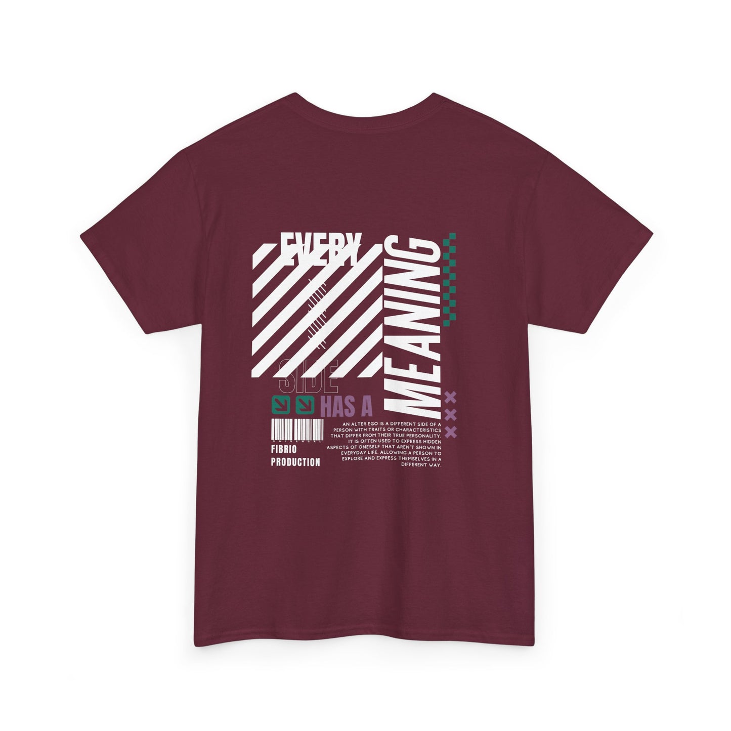 Everything Has a Meaning T-Shirt – maroon FIBRIO Graphic Tee Back Print for Men