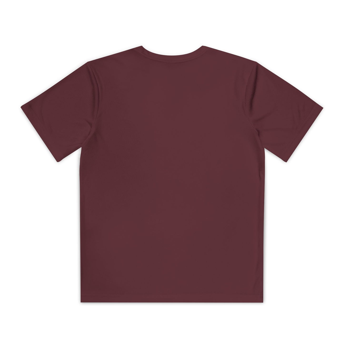 Back view of boys’ plain maroon casual t-shirt – soft cotton-blend sporty tee by Fibrio