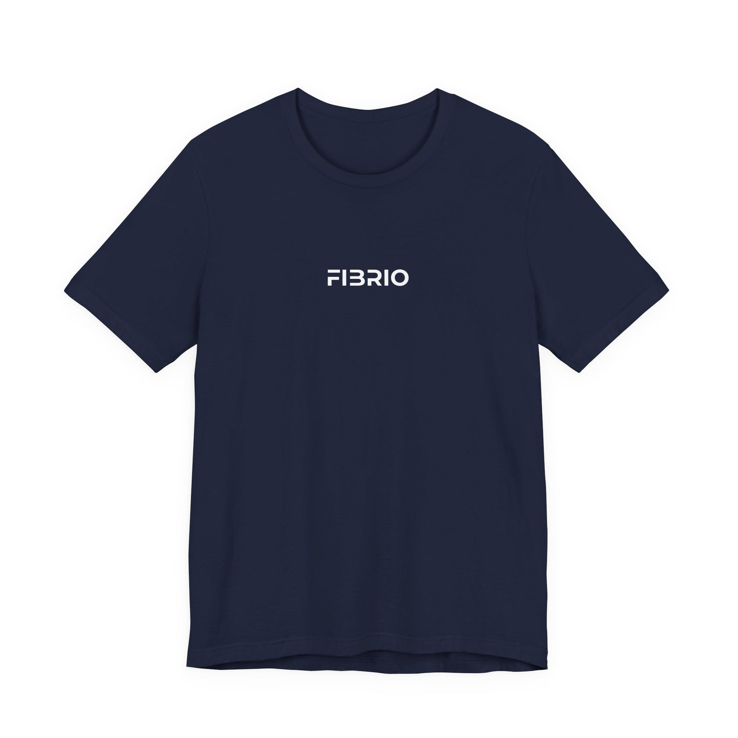 Navy blue t-shirt with 'FIBRIO' logo on a white background