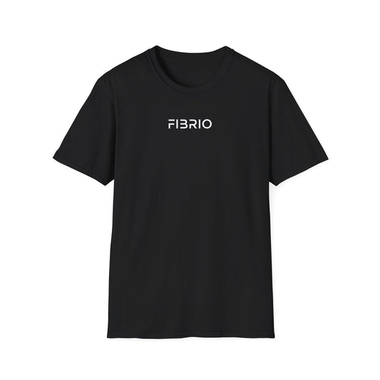 "FIBRIO Cloudscape T-shirt for women front in black – soft cotton polyester graphic tee with minimalist cloud print, relaxed casual fit."