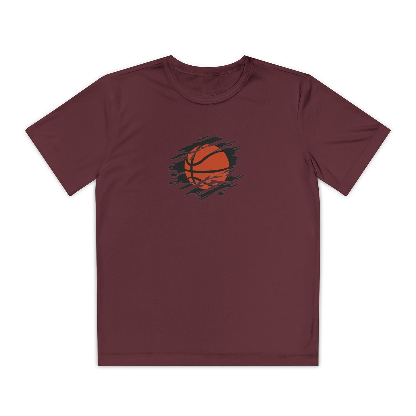 Boys’ maroon casual t-shirt with bold basketball graphic – sporty everyday tee by Fibrio