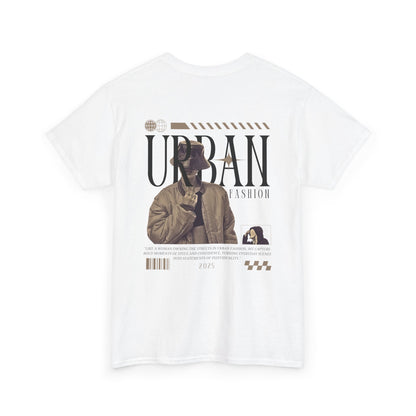 FIBRIO Urban Vibes T-Shirt Back View in White with Urban Graphic Print – Unisex Tee