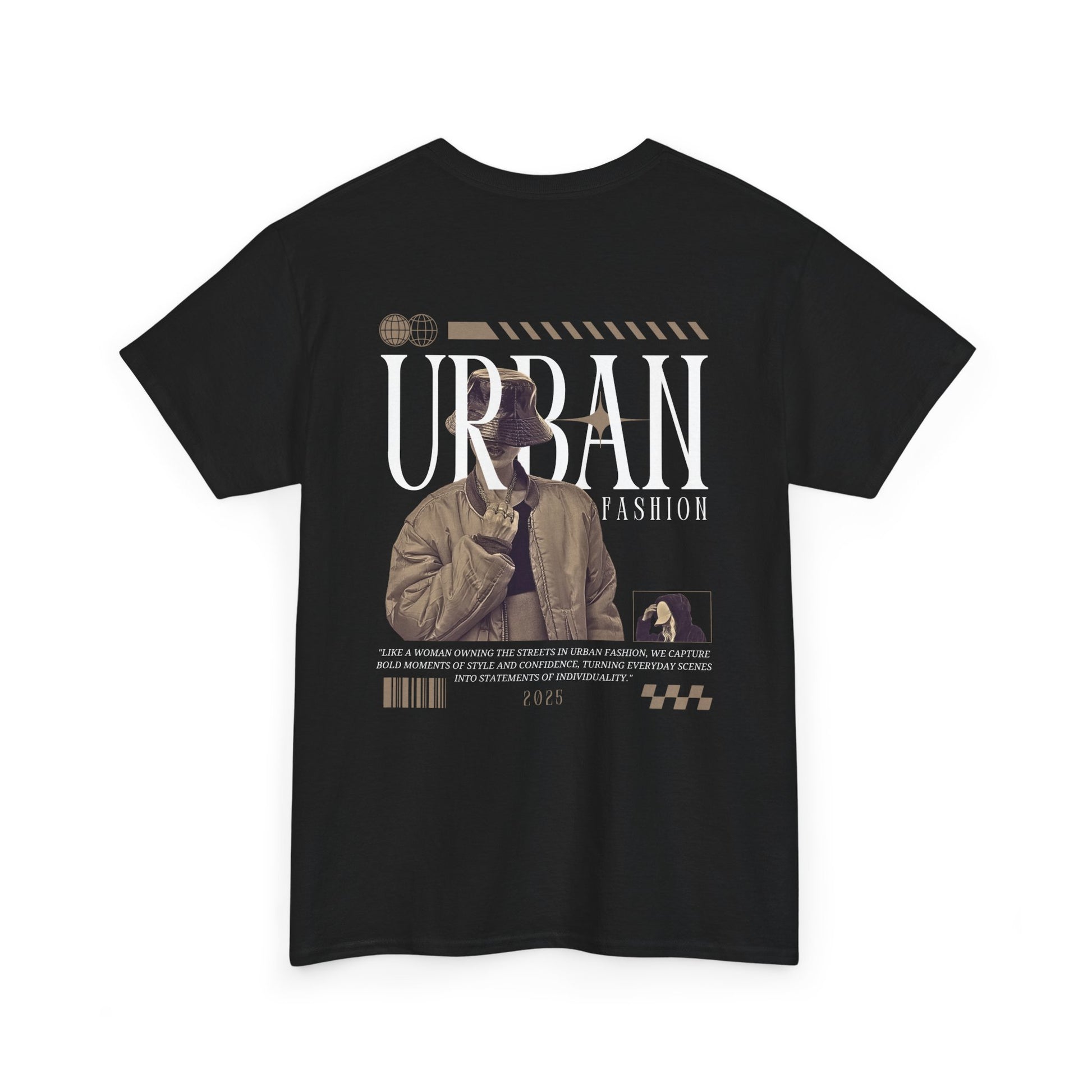 FIBRIO Urban Vibes T-Shirt Back View in Black with Urban Graphic Print – Unisex Tee