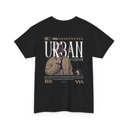 FIBRIO Urban Vibes T-Shirt Back View in Black with Urban Graphic Print – Unisex Tee
