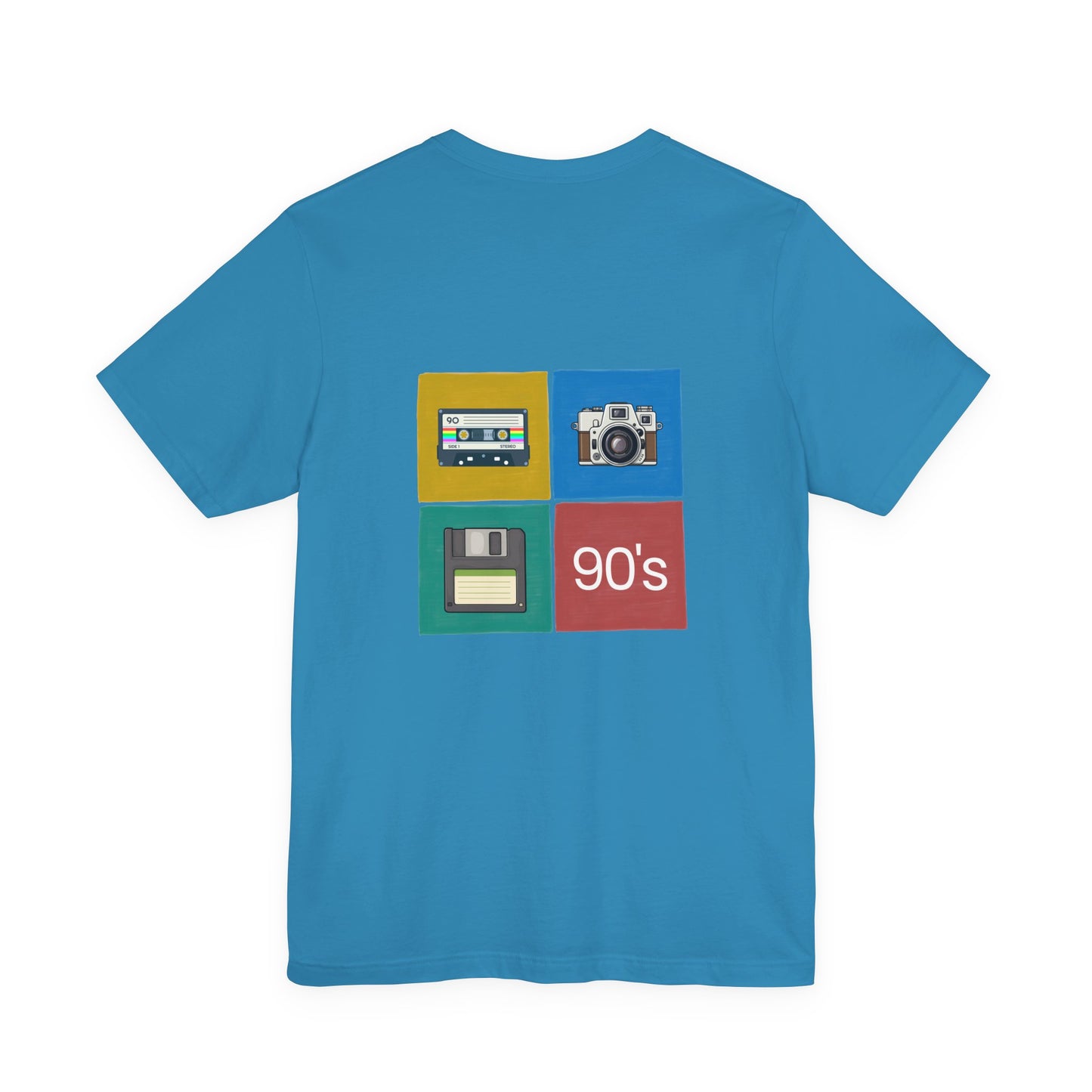 Blue t-shirt with '90s' design for women by Fibrio