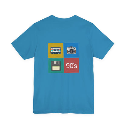 Blue t-shirt with '90s' design for women by Fibrio