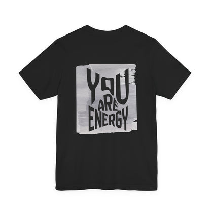 Black t-shirt with 'YOU ARE ENERGY' text for men by Fibrio