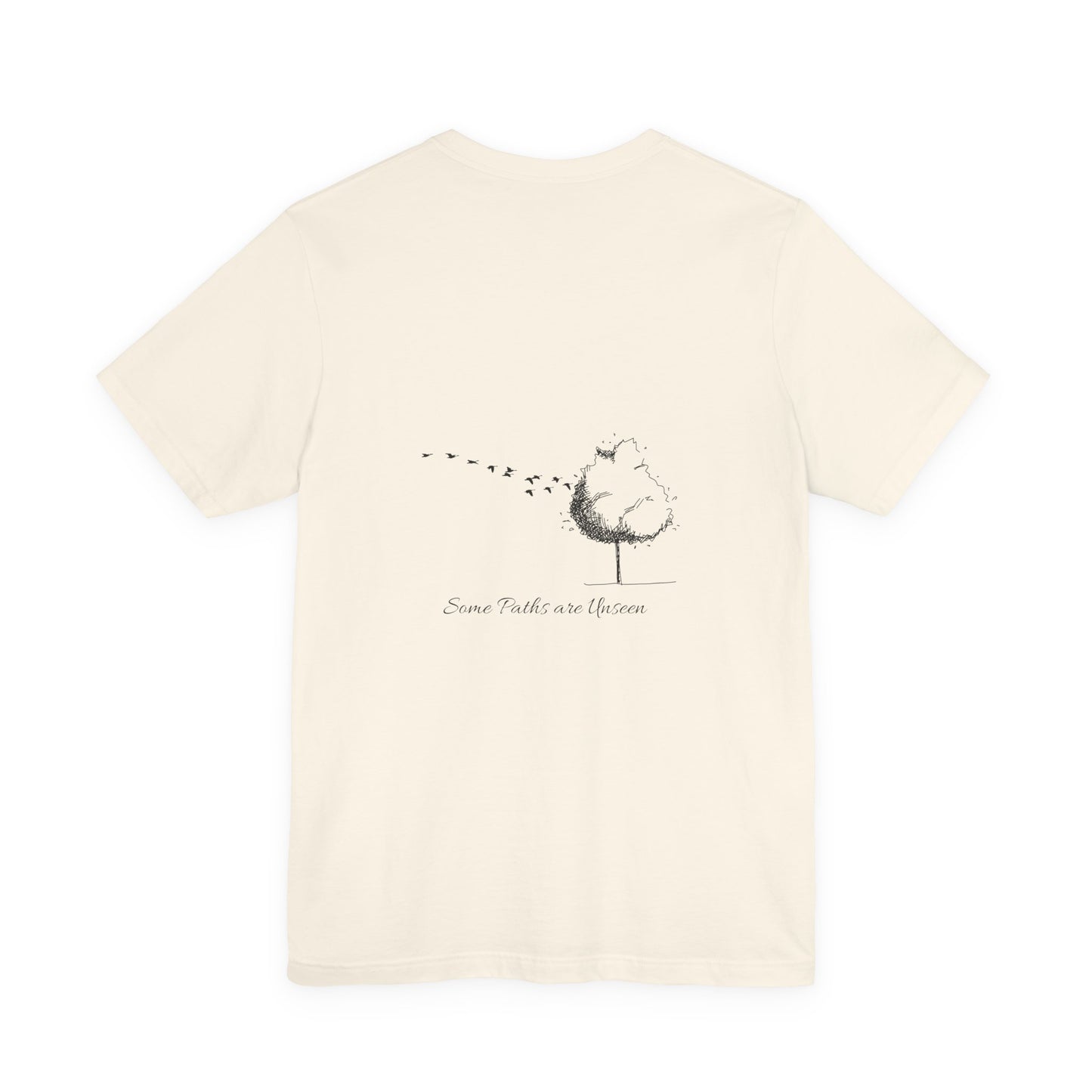 Beige t-shirt with a graphic design and text by Fibrio