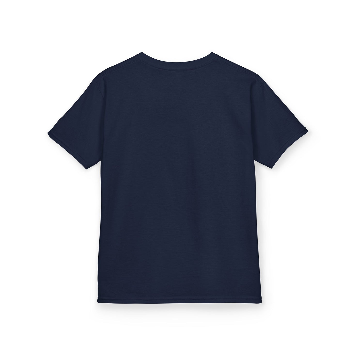 Navy blue t-shirt on a white background