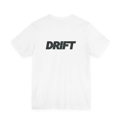 White t-shirt with 'DRIFT' by Fibrio