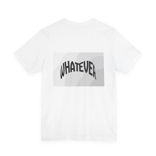 White t-shirt with 'WHATEVER' text for women by Fibrio