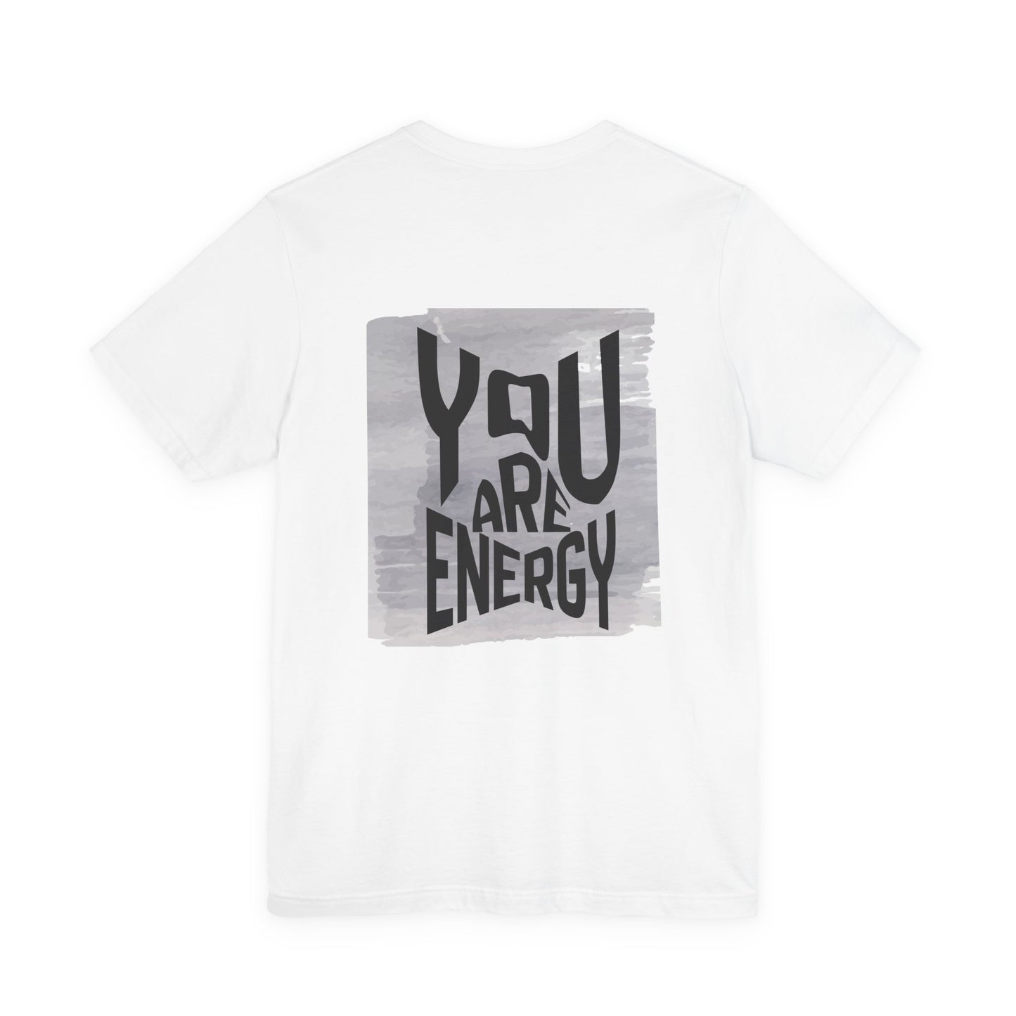 White t-shirt with 'YOU ARE ENERGY' text for men by Fibrio