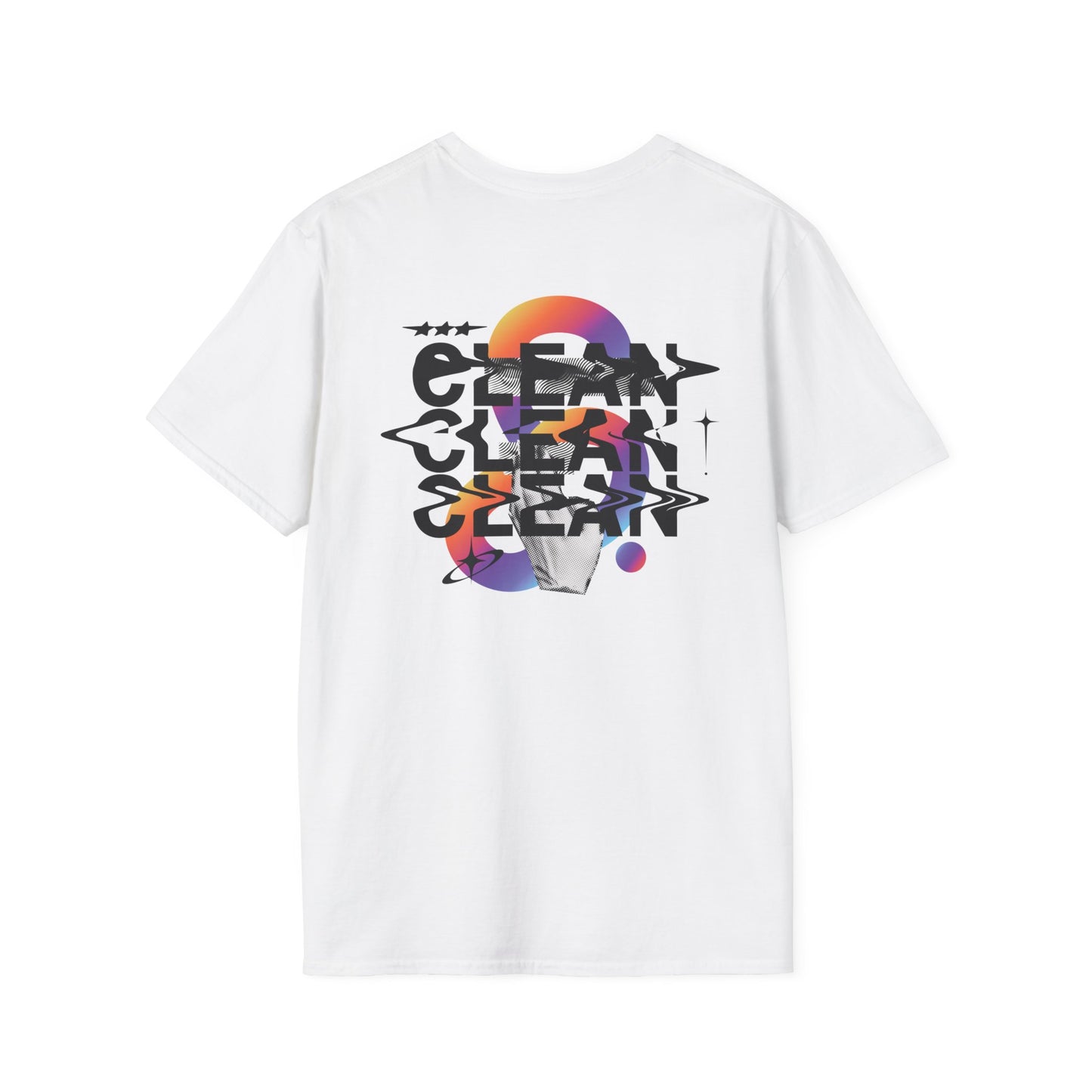 "FIBRIO Ocean Tee for Women back in white – women’s relaxed t-shirt with bold Clean Ocean back graphic, eco-inspired streetwear."