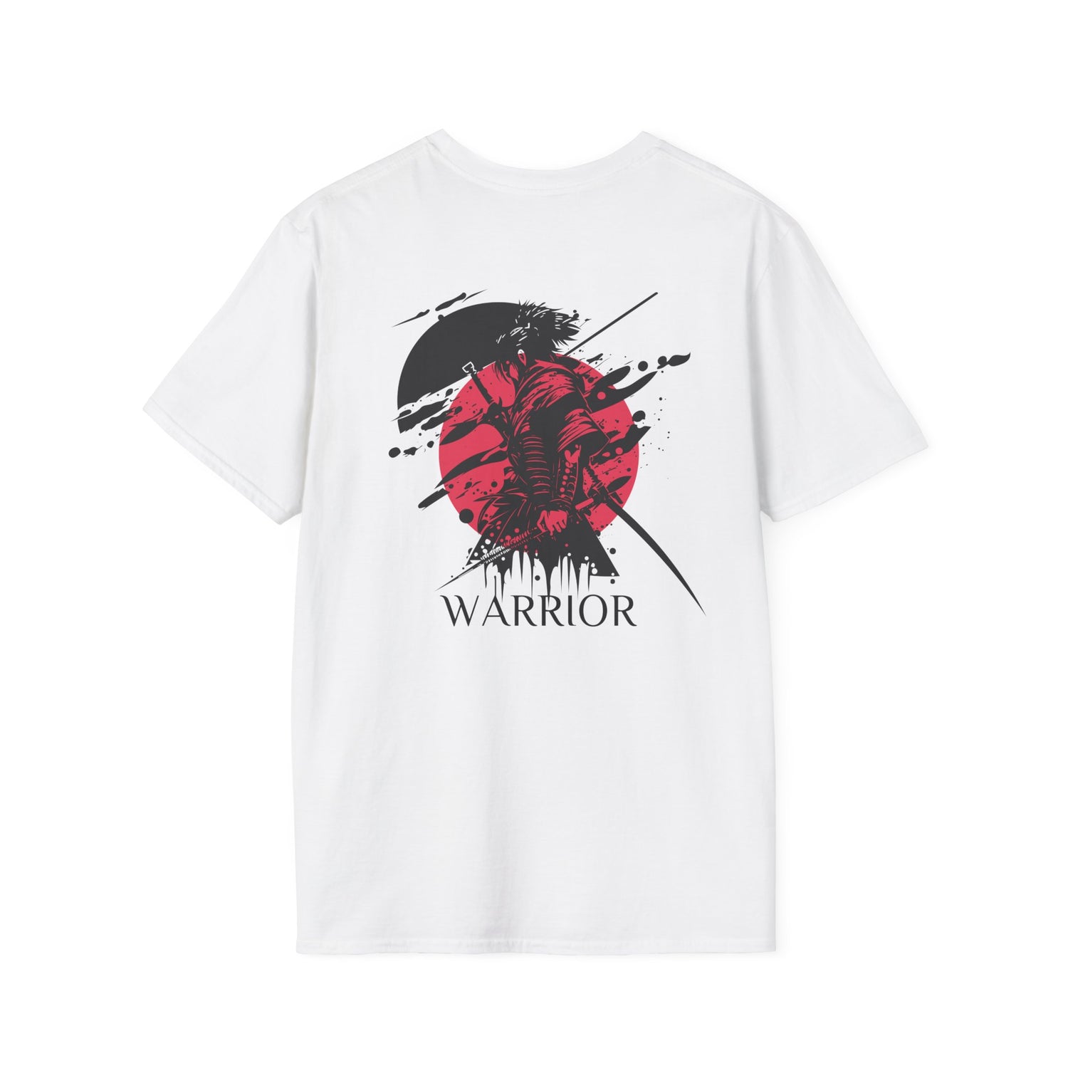 "FIBRIO Warrior Graphic T-shirt back in white – trendy casual tee with bold warrior back print, soft cotton polyester blend."