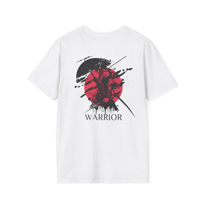 "FIBRIO Warrior Graphic T-shirt back in white – trendy casual tee with bold warrior back print, soft cotton polyester blend."