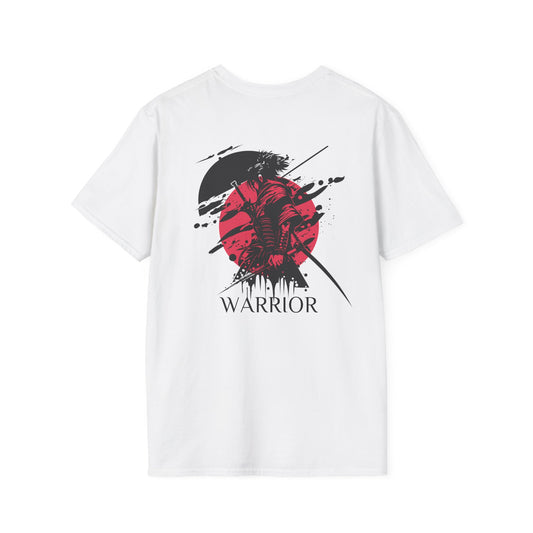 "FIBRIO Warrior Graphic T-shirt back in white – trendy casual tee with bold warrior back print, soft cotton polyester blend."