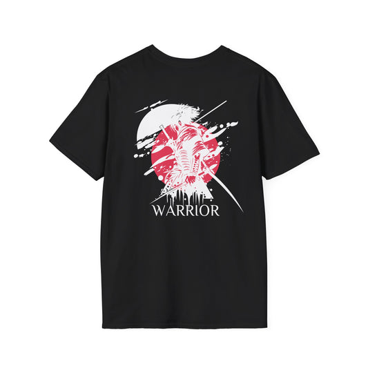 "FIBRIO Warrior Graphic T-shirt back in black – unisex streetwear t-shirt featuring artistic warrior back design, breathable and durable fabric."