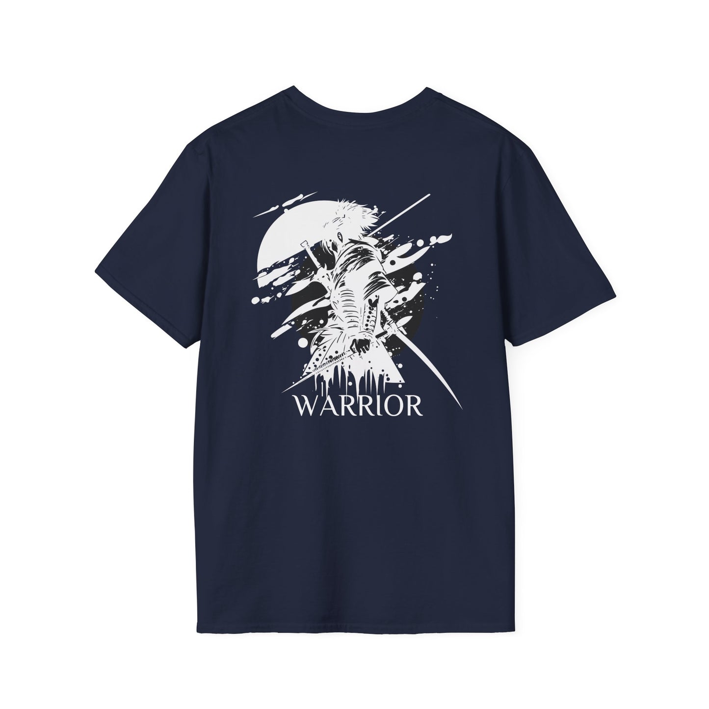 "FIBRIO Warrior Graphic T-shirt back in navy – comfortable cotton blend graphic tee with striking warrior back artwork, relaxed everyday wear."