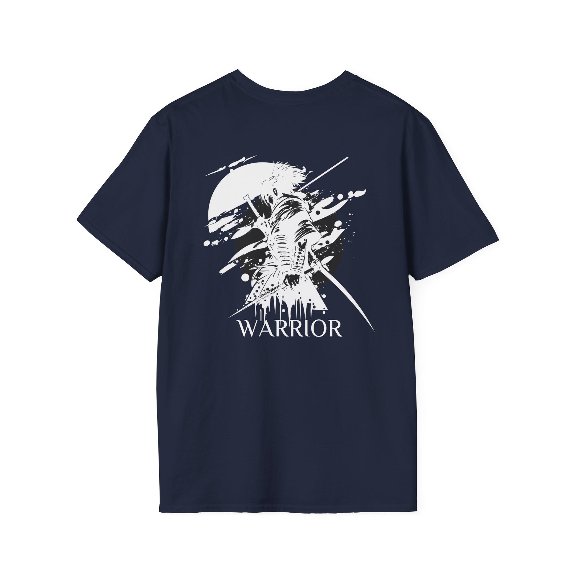 "FIBRIO Warrior Graphic T-shirt back in navy – comfortable cotton blend graphic tee with striking warrior back artwork, relaxed everyday wear."