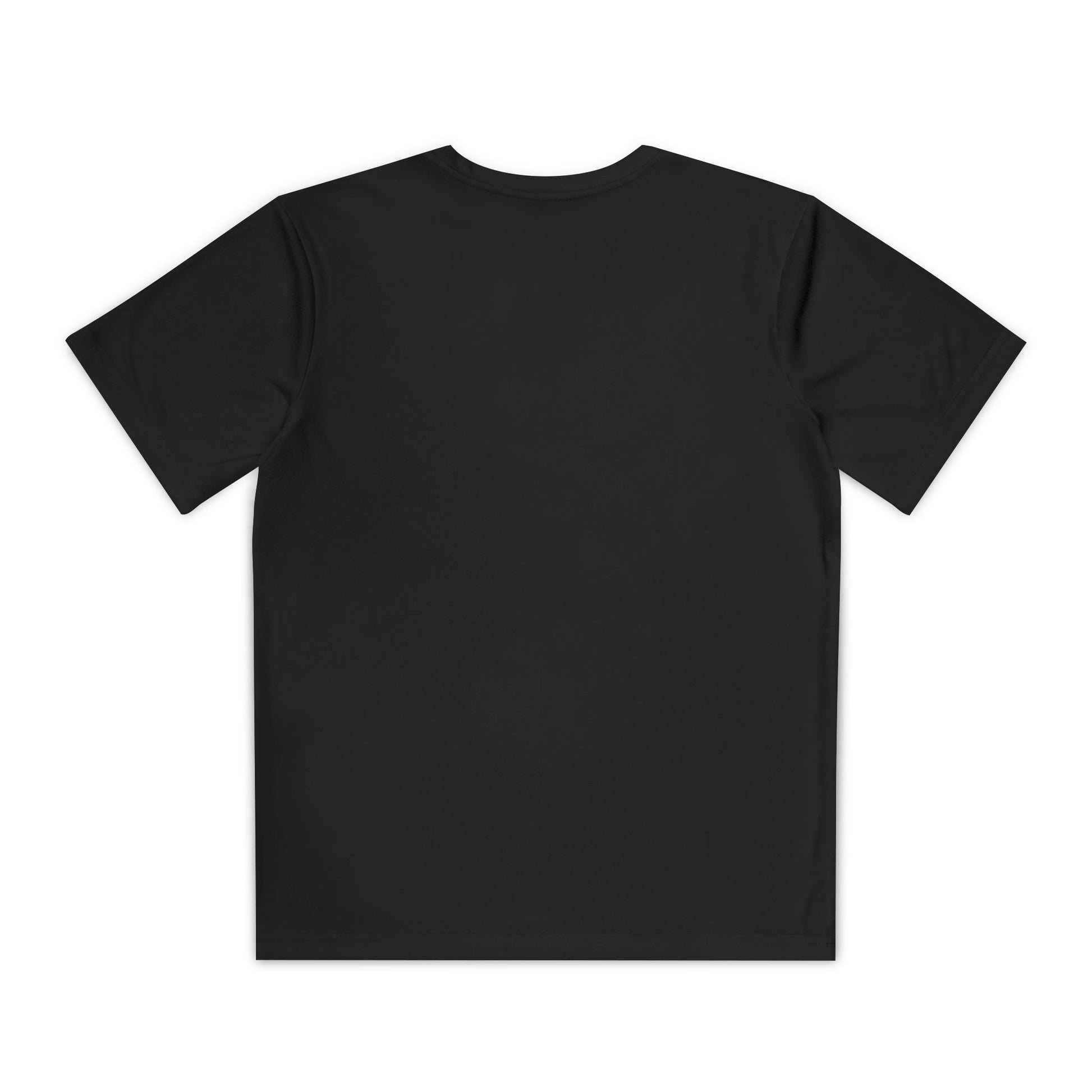 Back of boys’ plain black sporty casual t-shirt – comfortable cotton tee by Fibrio