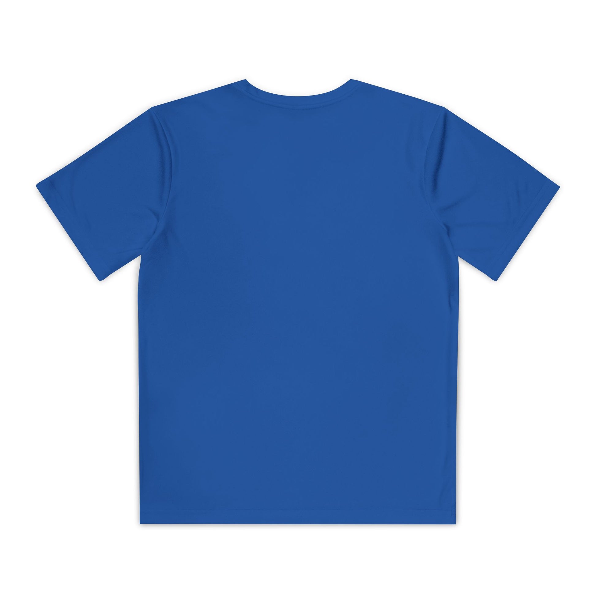 Back view of boys’ plain ocean blue casual t-shirt – soft cotton-blend outdoor tee by Fibrio