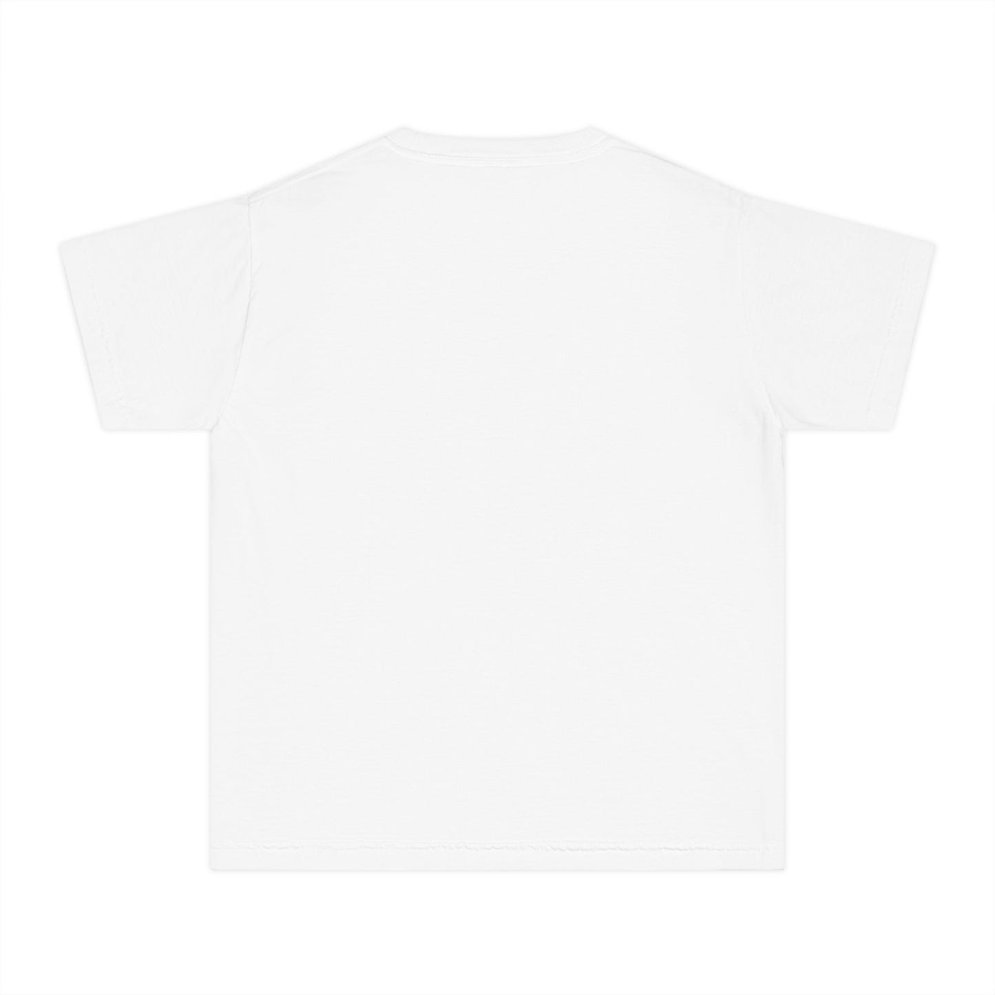 Back view of girls’ plain white casual t-shirt – soft cotton-blend music kids’ tee by Fibrio