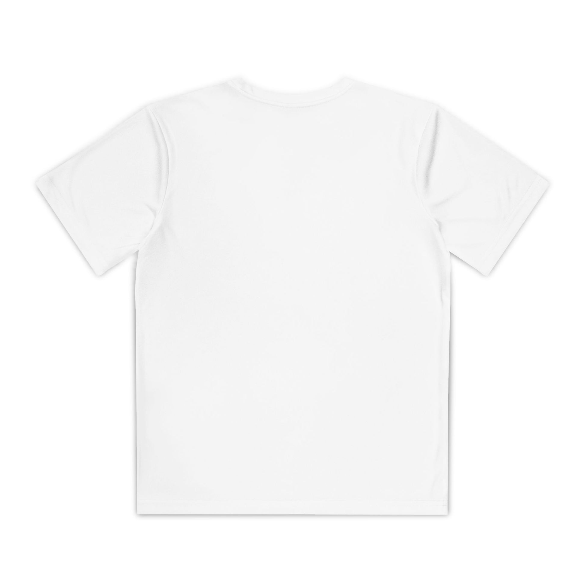 Back view of boys’ plain white casual t-shirt – soft cotton-blend everyday tee by Fibrio
