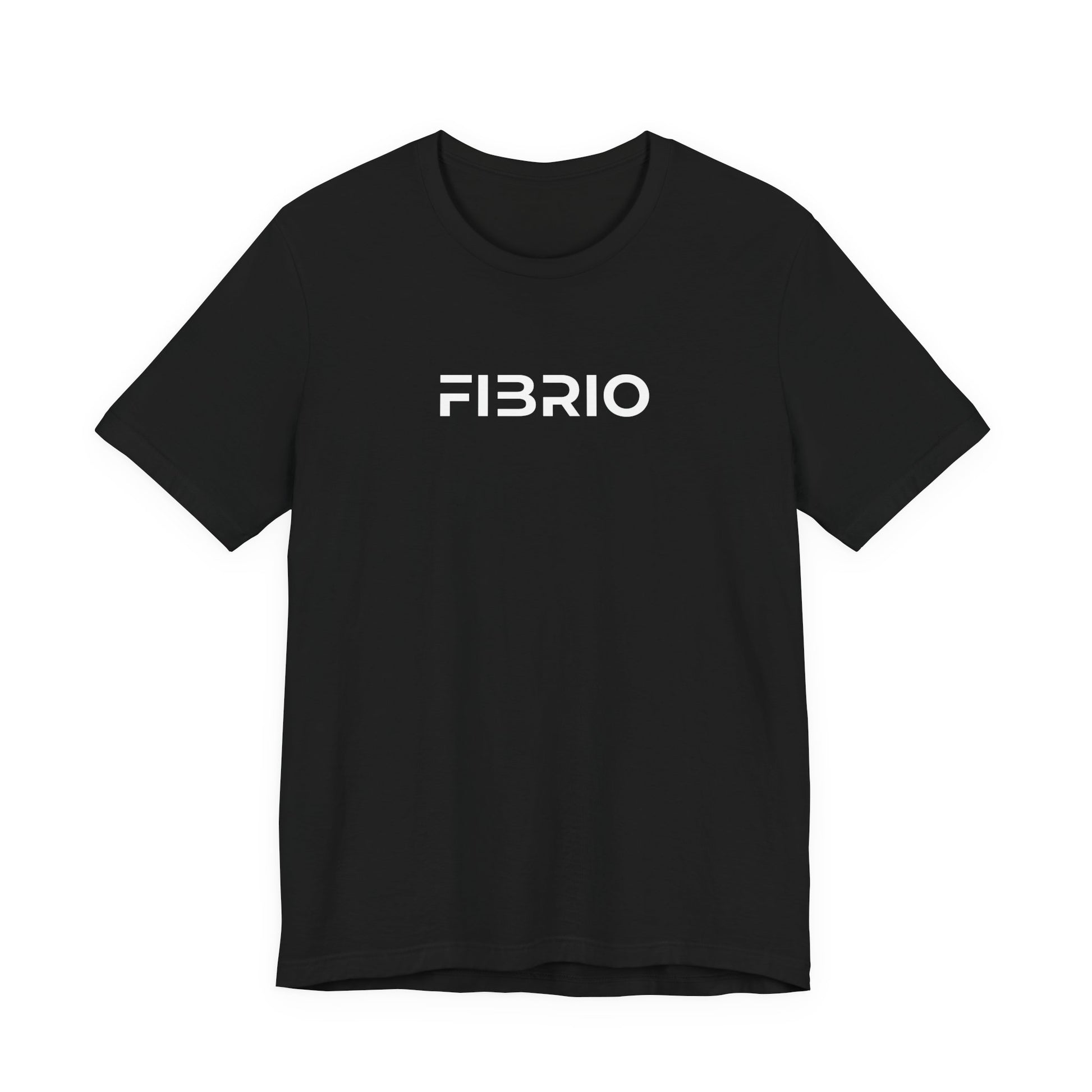 Black t-shirt with 'FIBRIO' logo on a white background