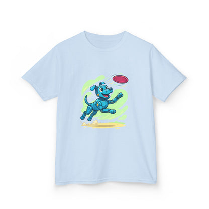 Fibrio_kids_tshirt_dog_frisbee_front_light_blue