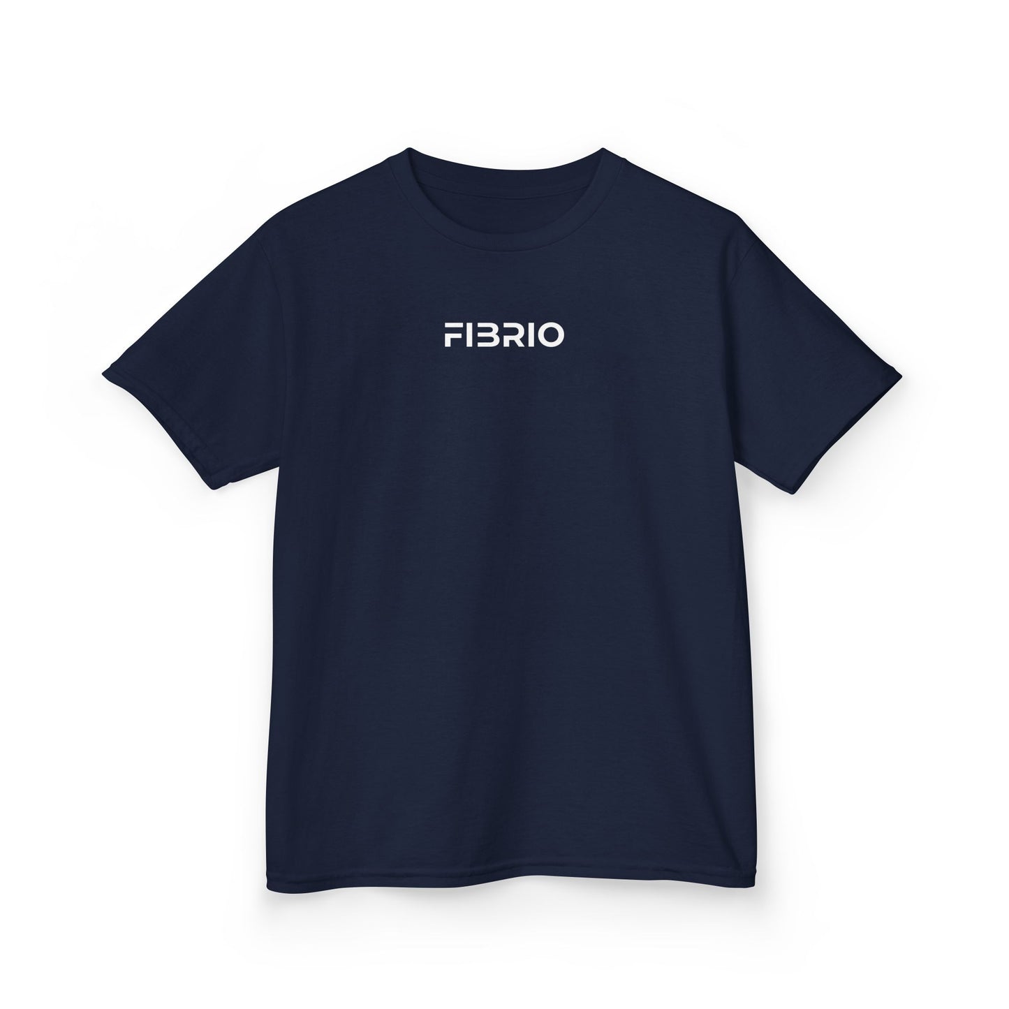 Navy blue t-shirt with 'FIBRIO' logo on a white background