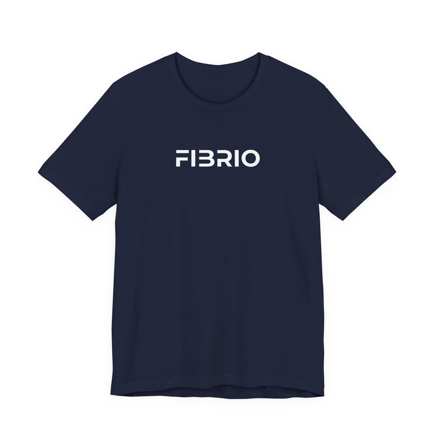 Navy blue t-shirt with 'FIBRIO' logo on a white background