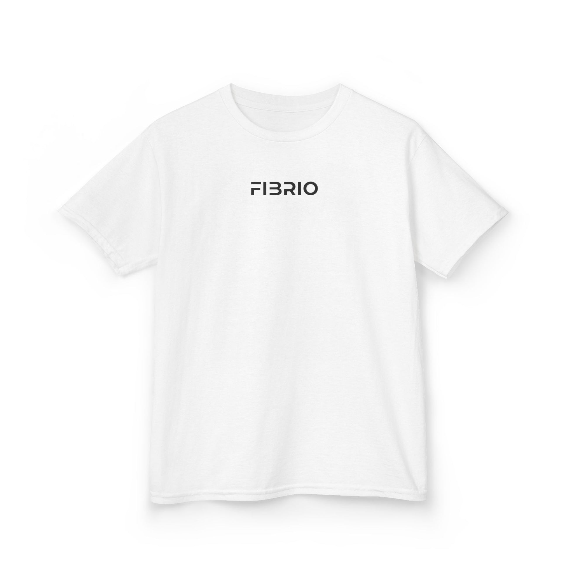 White t-shirt with 'FIBRIO' logo on a white background