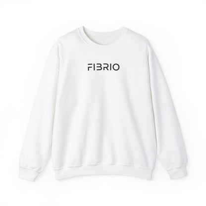 "FIBRIO Cloud Horizon Sweatshirt front view in white – premium cotton blend sweatshirt featuring minimalist logo design and cozy oversized silhouette."