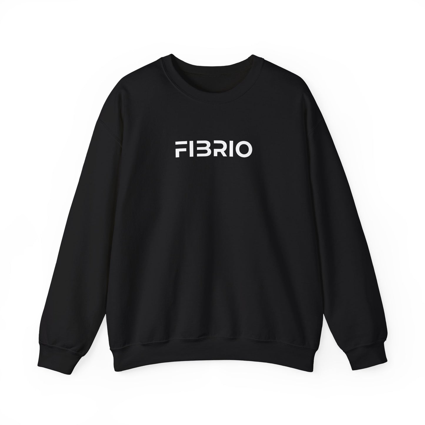 Black sweatshirt with 'FIBRIO' logo on a white background