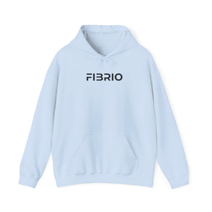 Light blue hoodie with 'FIBRIO' logo on a white background