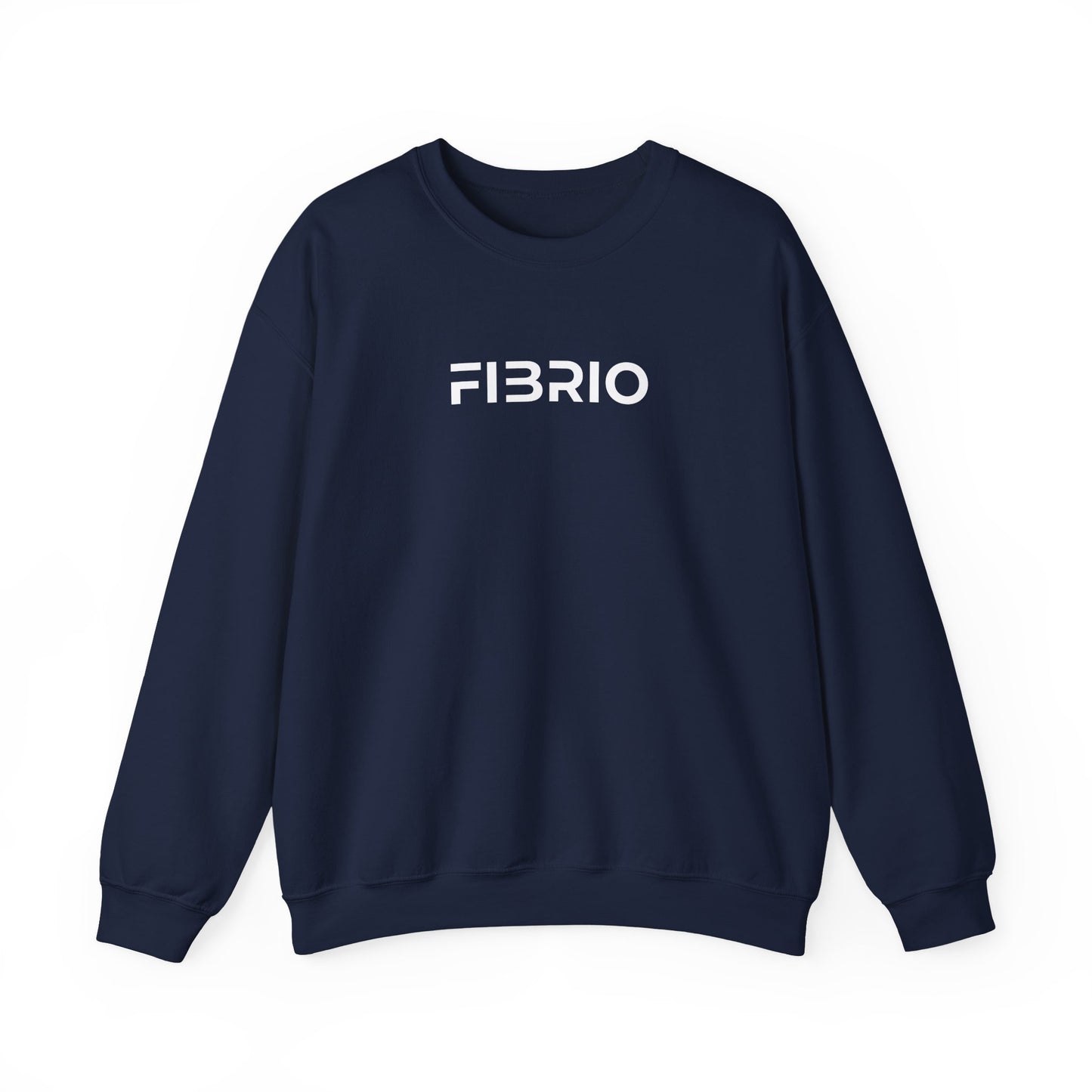 Navy blue sweatshirt with 'FIBRIO' logo on a white background