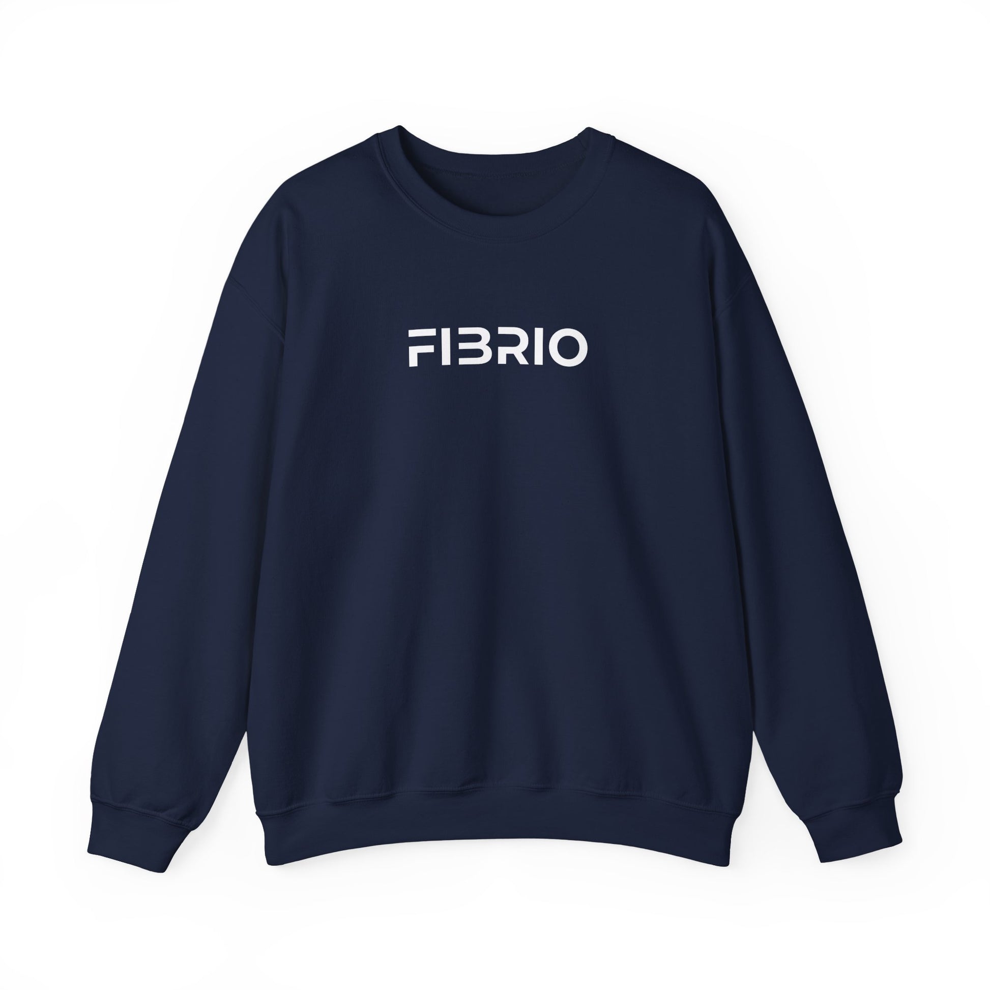 Navy blue sweatshirt with 'FIBRIO' logo on a white background