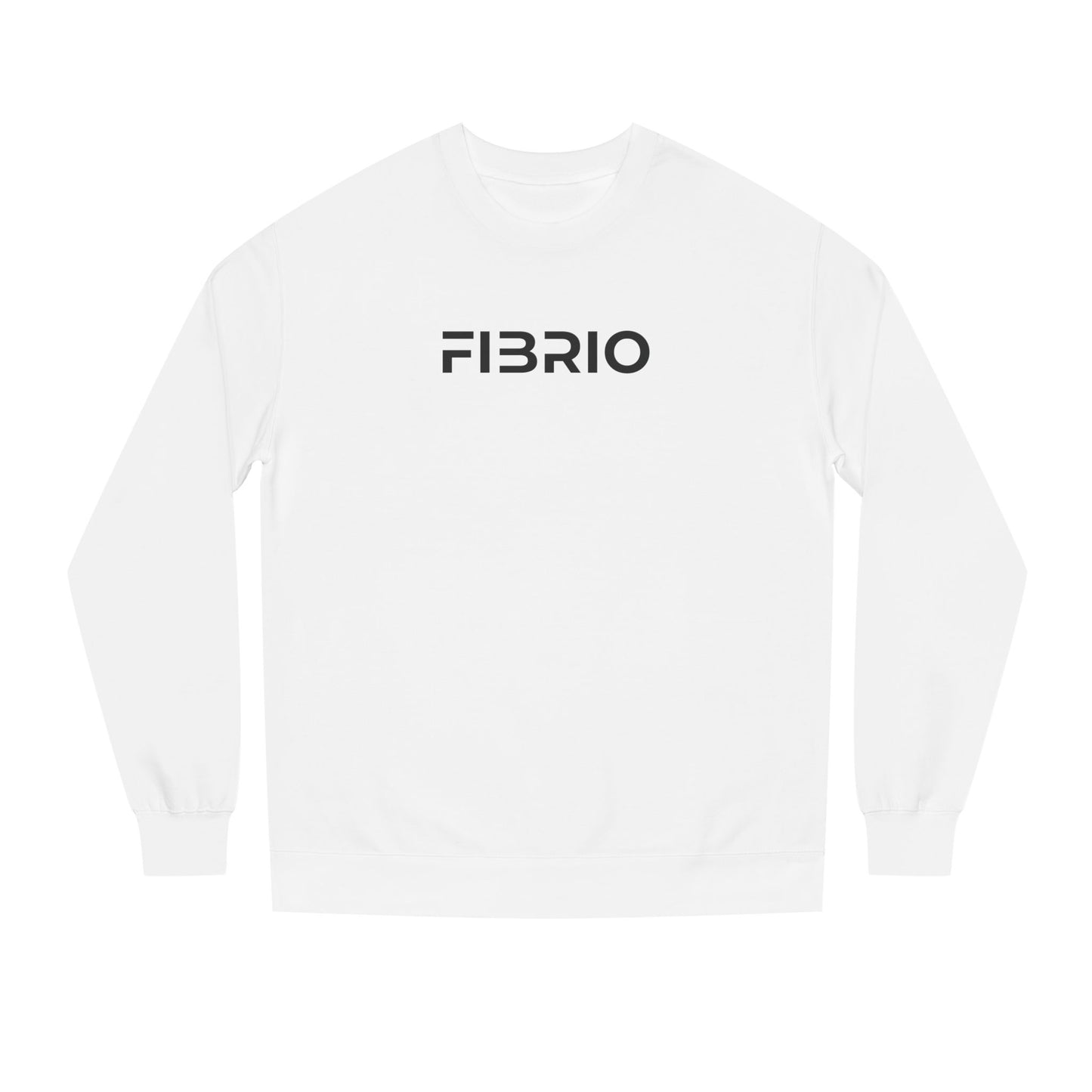 White sweatshirt with 'FIBRIO' branding on a white background
