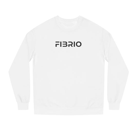 White sweatshirt with 'FIBRIO' branding on a white background