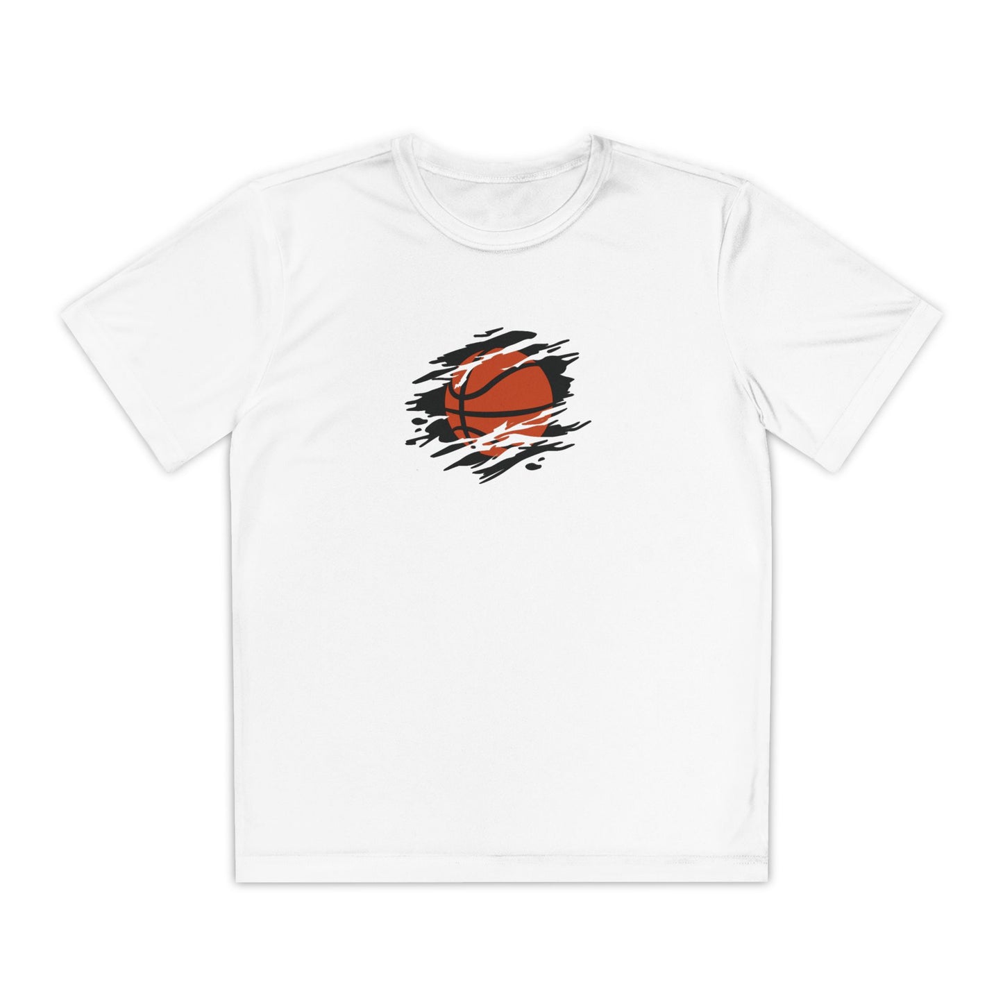 Boys’ white casual t-shirt with bold basketball graphic – sporty everyday tee by Fibrio